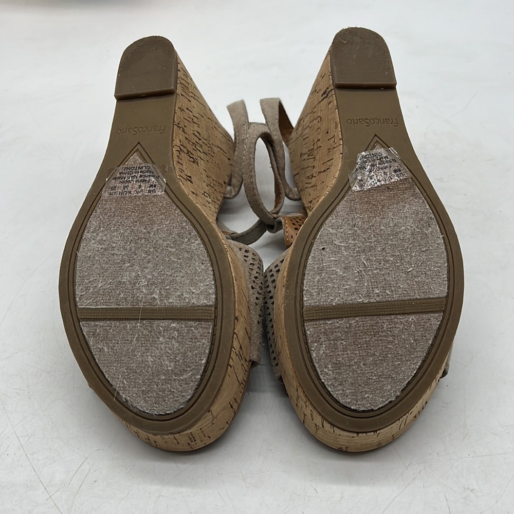 Franco Sarto Clinton Cut Out Tan Cork Wedge Sandal Size 8. MCW2818B - Picture 6 of 9